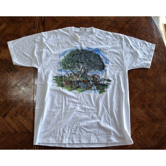 Vintage 90's Disney World Animal Kingdom T-Shirt Medium Mickey, Tree Of Life - Picture 1 of 9
